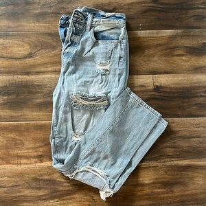 Distressed mom jeans